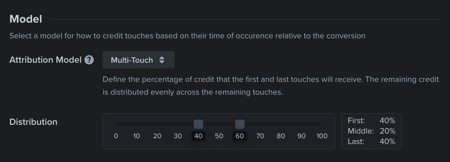 Woopra Multi-Touch Attribution Model Configuration