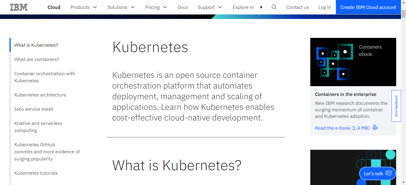 Kubernetes page