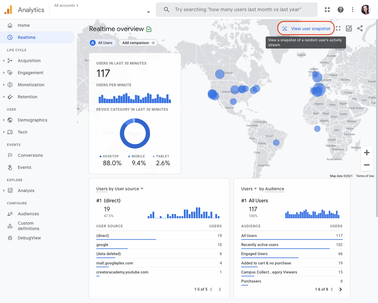 google analytics report screenshot