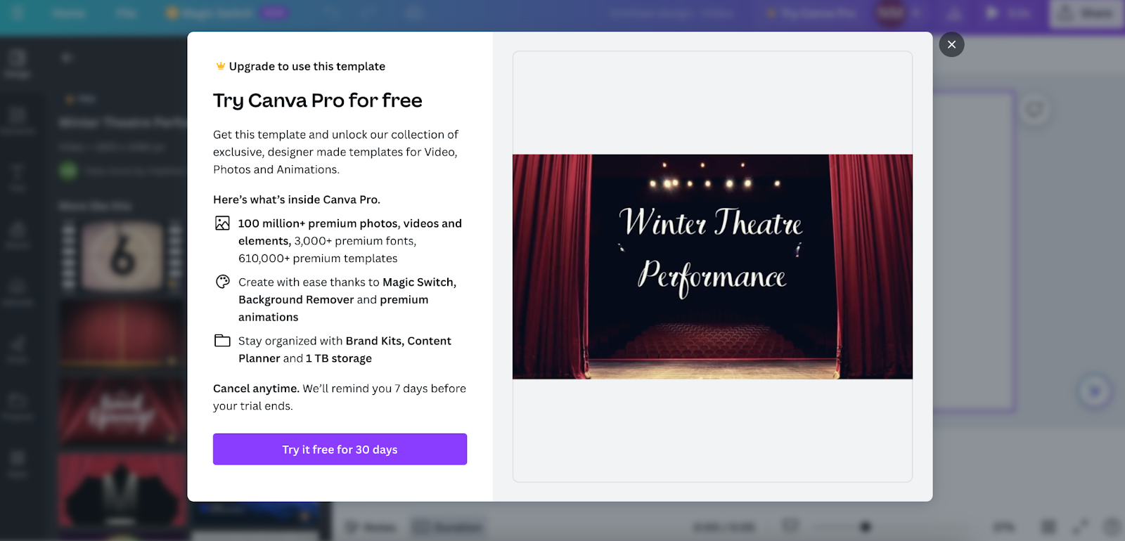 try canva pro free