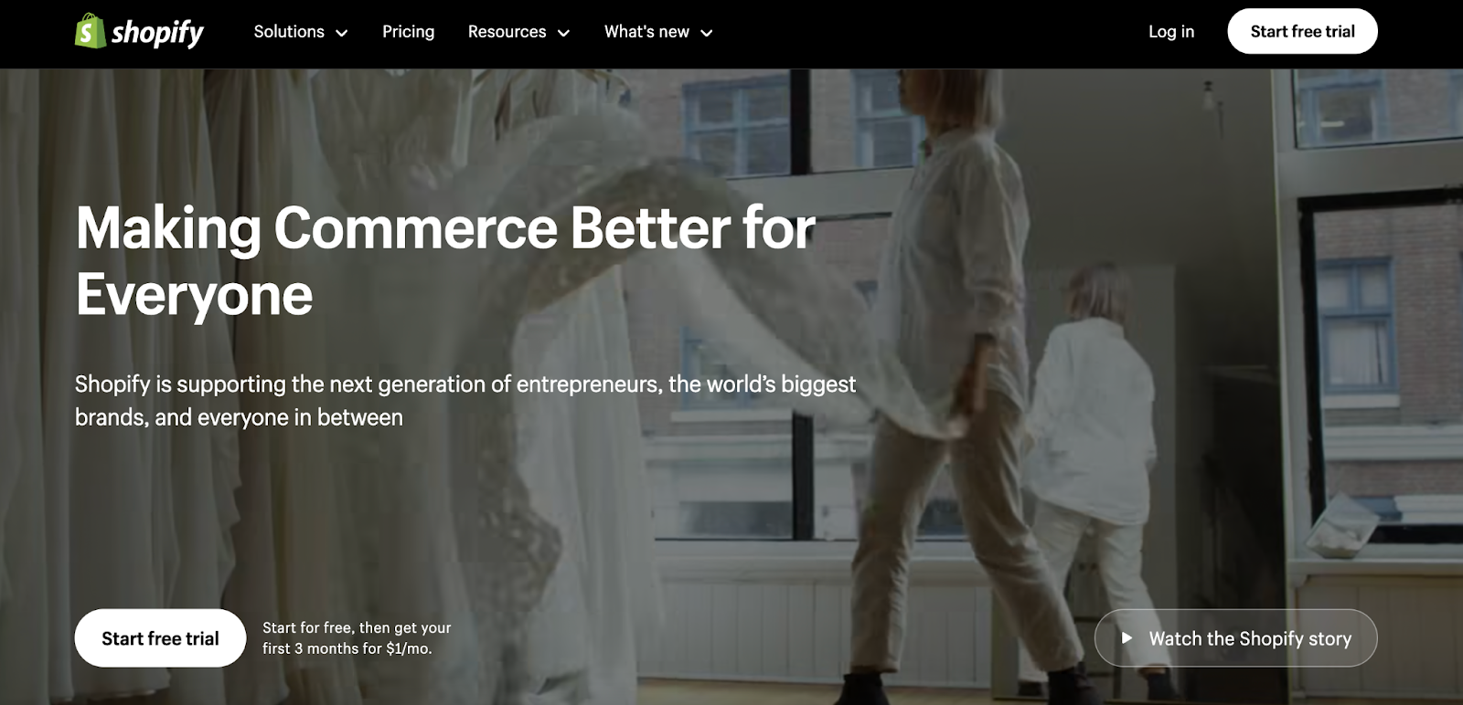 shopify homepage screenshot